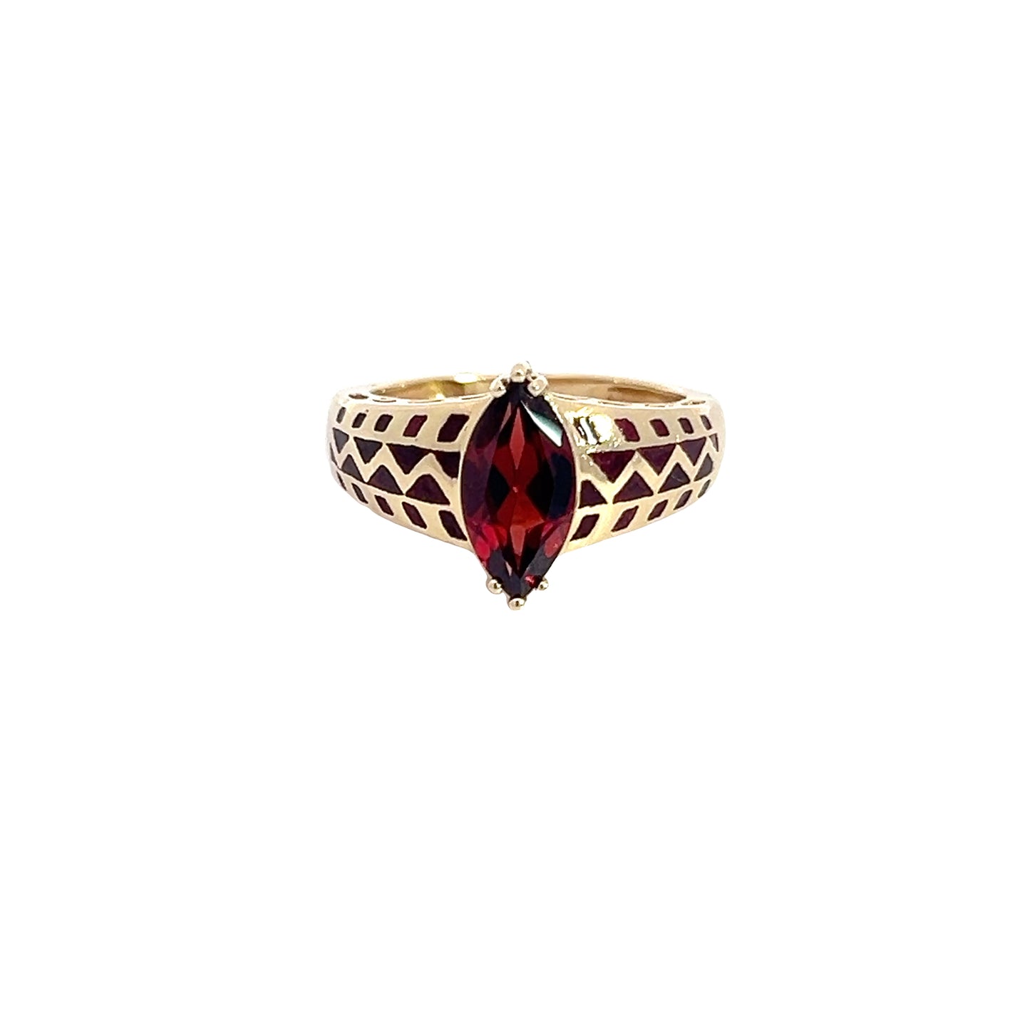 14K Garnet Ring with Enameling