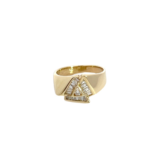 14K Diamond Triangle Ring