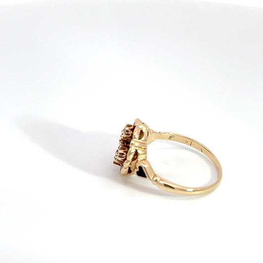 Vintage 14K Diamond Ring with Enameling