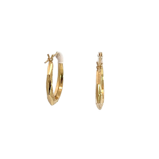 14K Patterned Yellow Gold Hoops