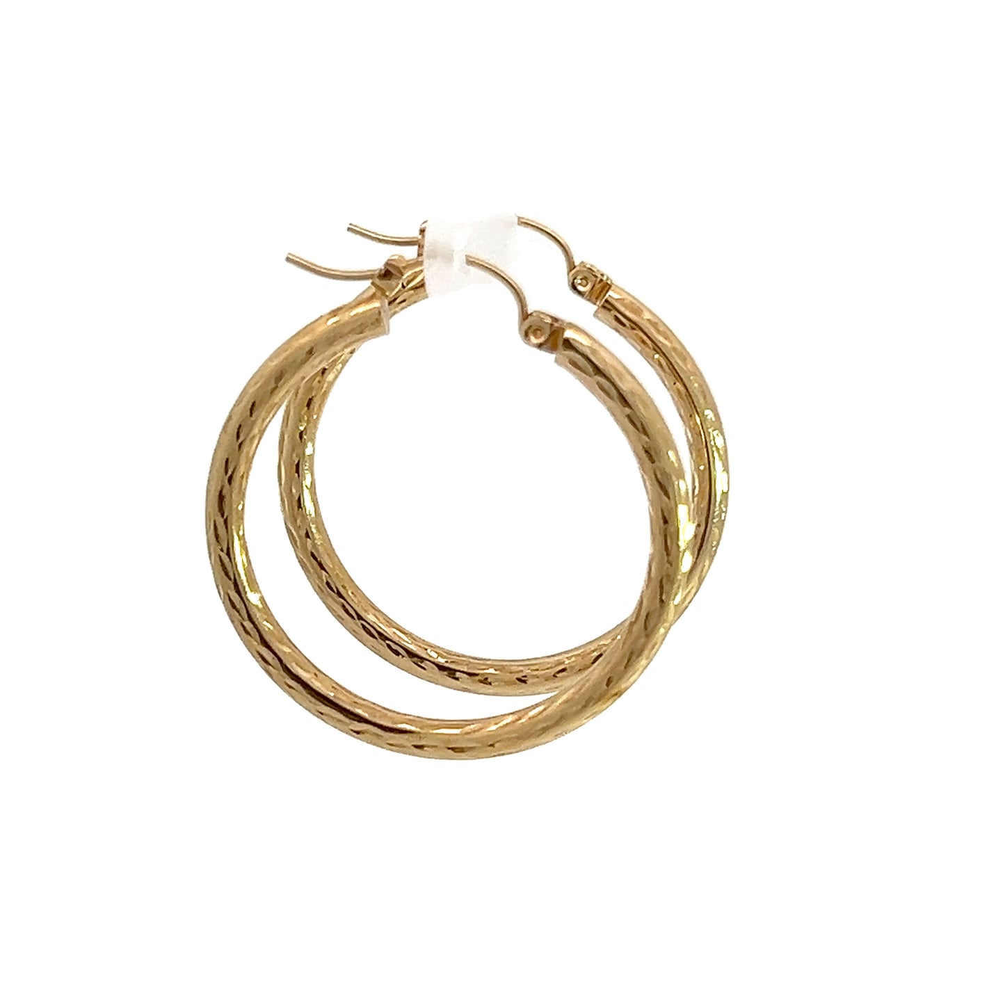 14K Yellow Gold Textured Large Hoops