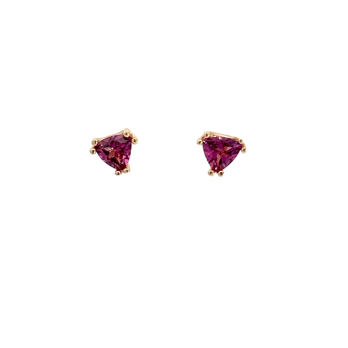 14K Yellow Gold Amethyst Stud Earrings