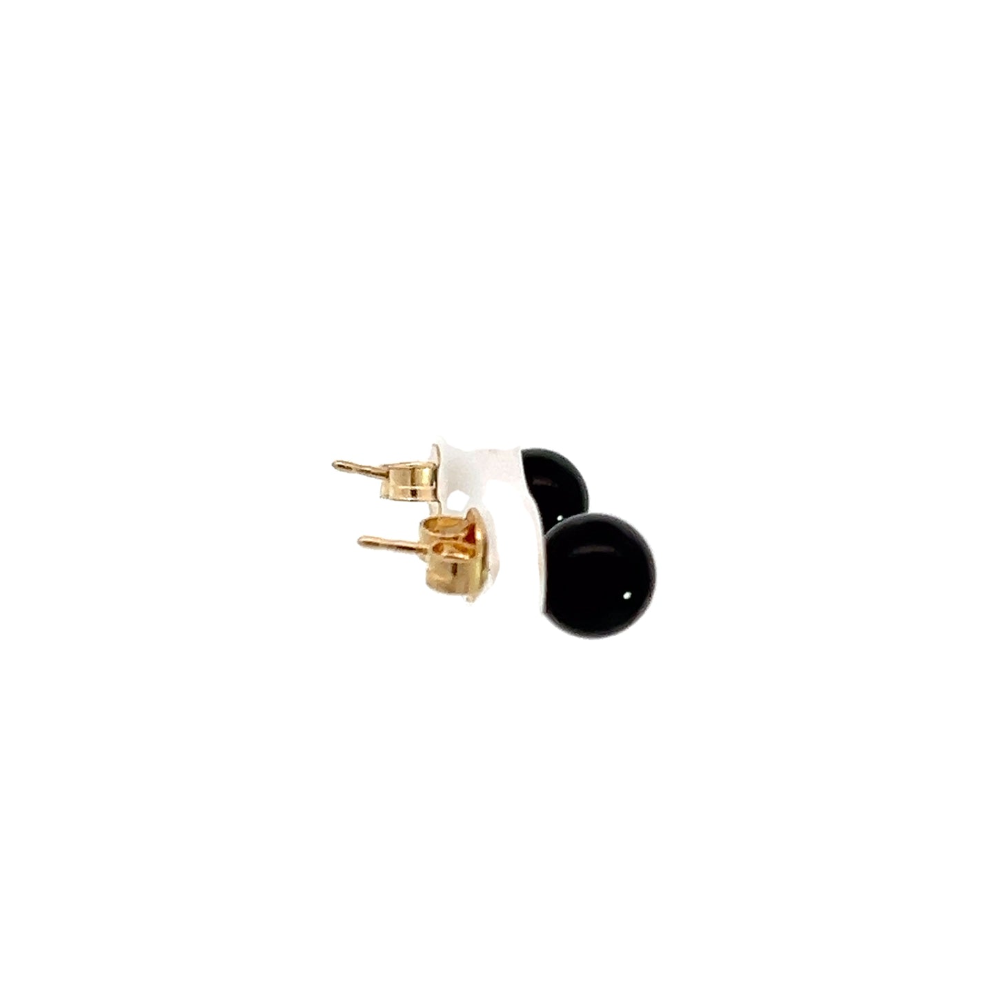 14K Yellow Gold Black Onyx Stud Earrings
