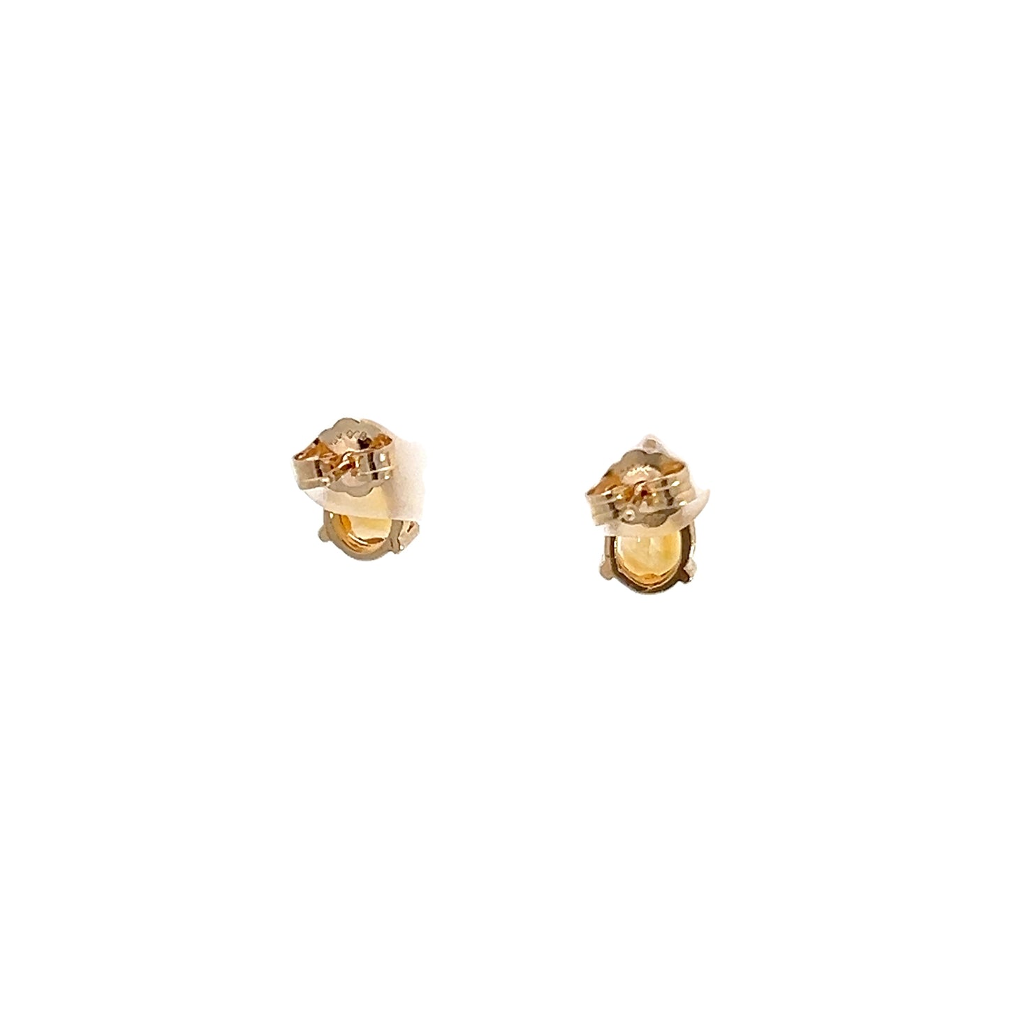 14K Yellow Gold Citrine & Diamond Stud Earrings