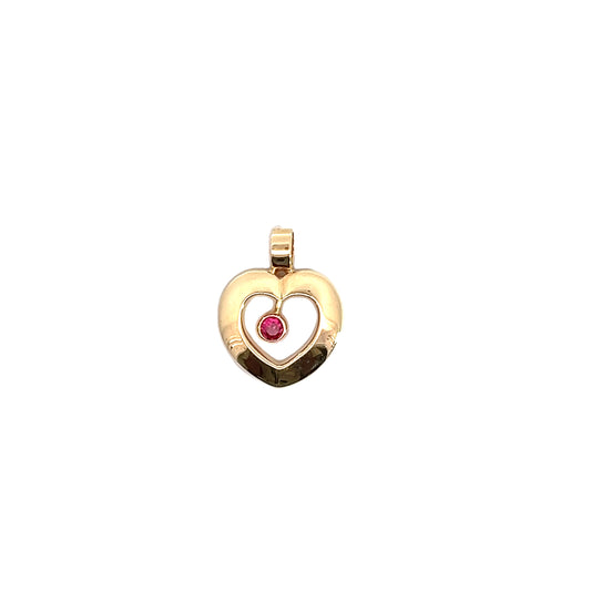 14K Yellow Gold Ruby Heart Pendant