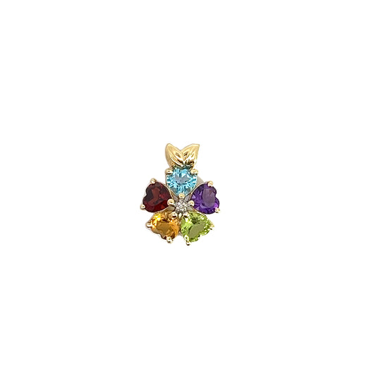 Colored Stones Flower Pendant