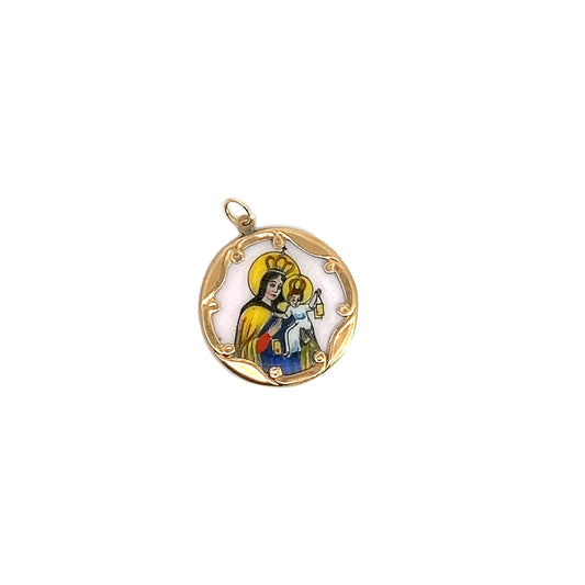 Yellow Gold & Enamel Religious Pendant