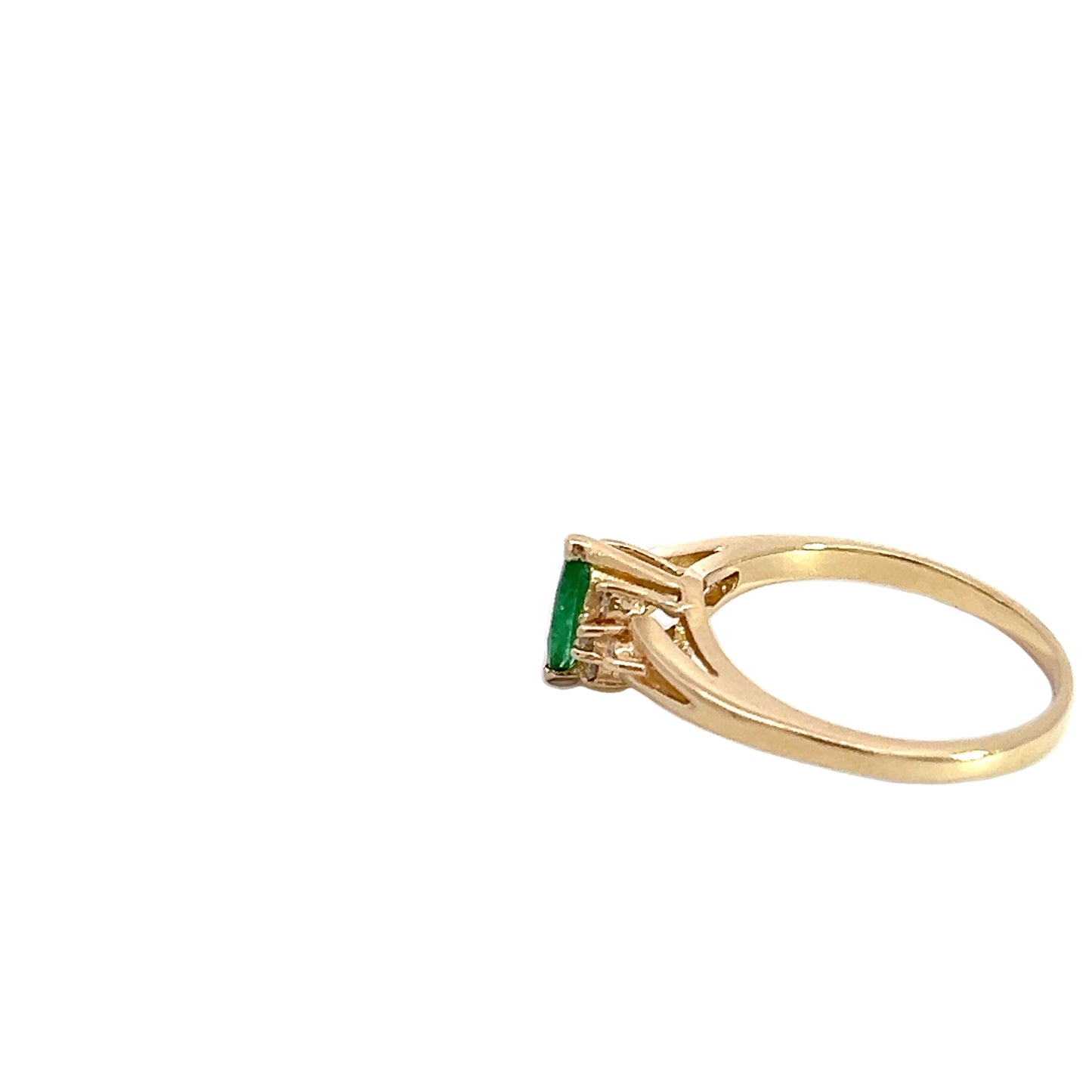 14K MQ Emerald & Diamond Ring