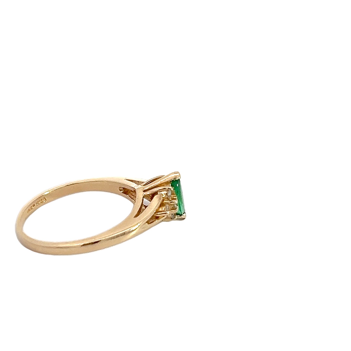 14K MQ Emerald & Diamond Ring
