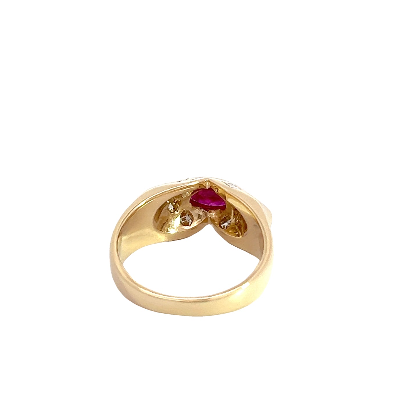 14K Gypsy Ruby & Diamond Ring