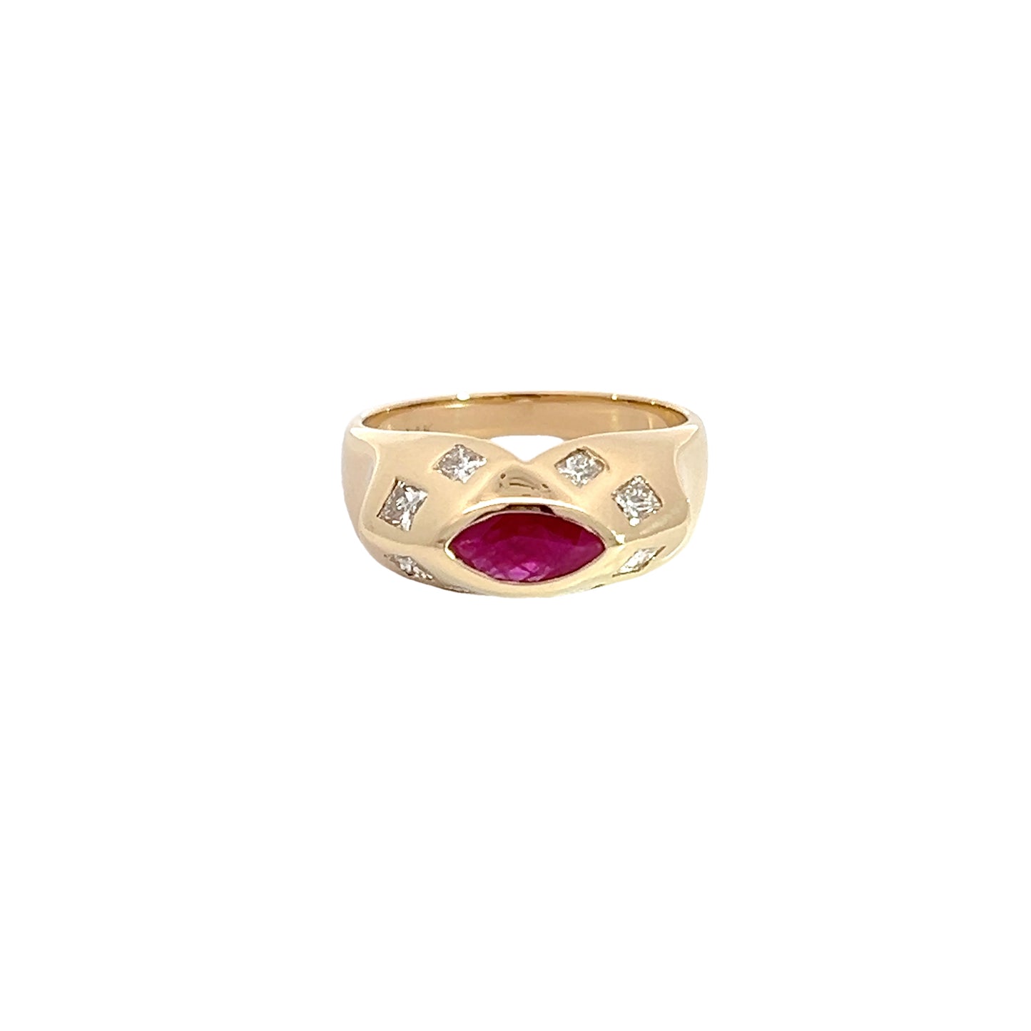 14K Gypsy Ruby & Diamond Ring