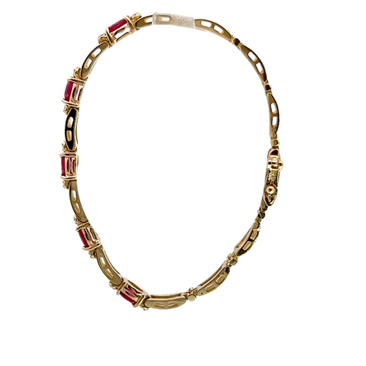 14K Yellow Gold Ruby & Diamond Bracelet