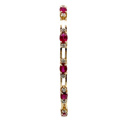 14K Yellow Gold Ruby & Diamond Bracelet