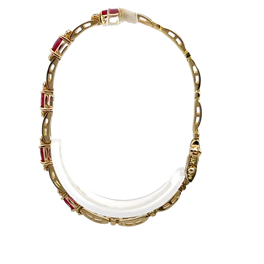 14K Yellow Gold Ruby & Diamond Bracelet