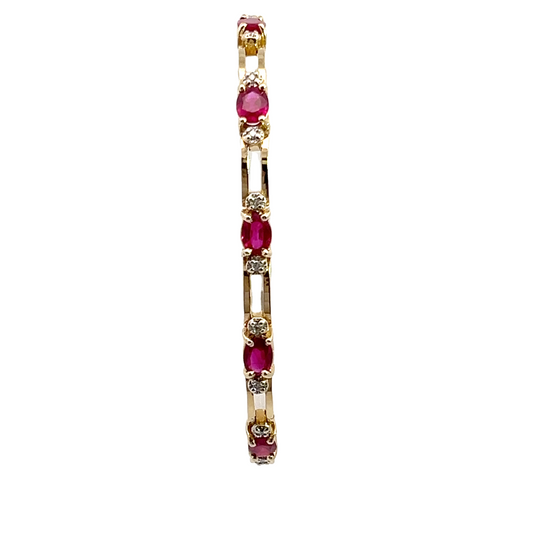 14K Yellow Gold Ruby & Diamond Bracelet