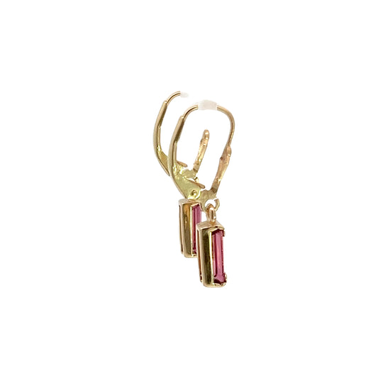 14K Pink Tourmaline Dangle Earrings