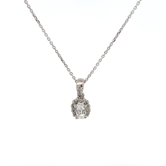 White Sapphire Pendant and White Gold Chain