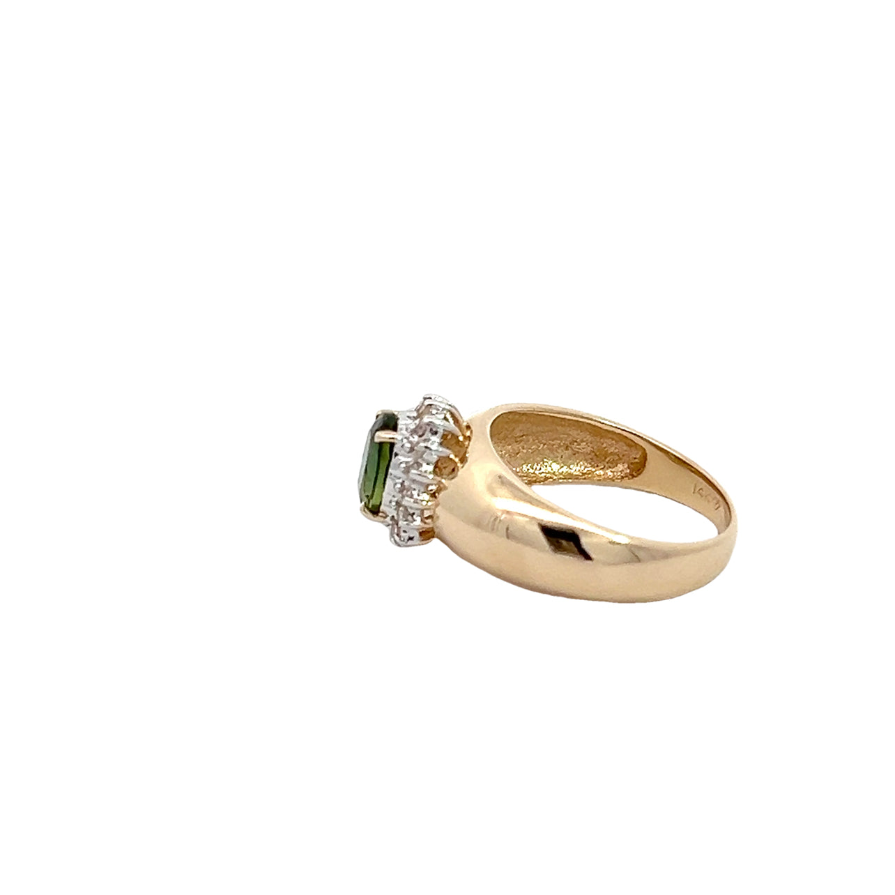 14K Green Tourmaline Halo Ring