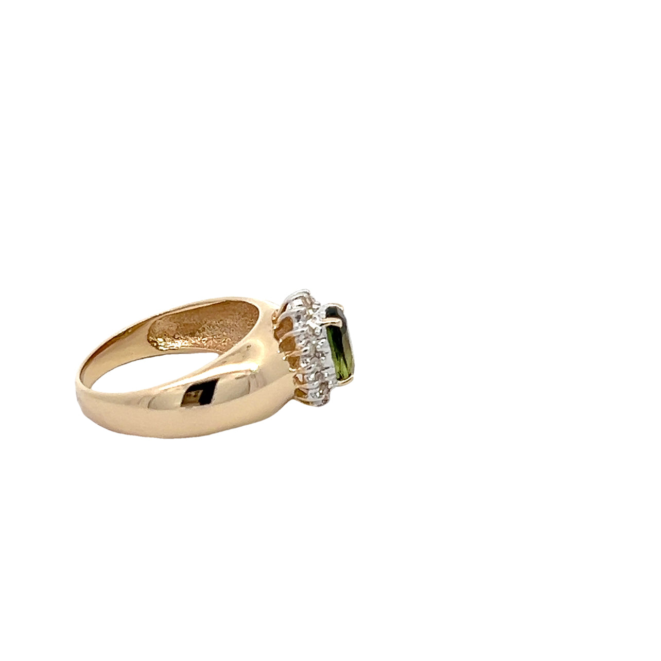 14K Green Tourmaline Halo Ring