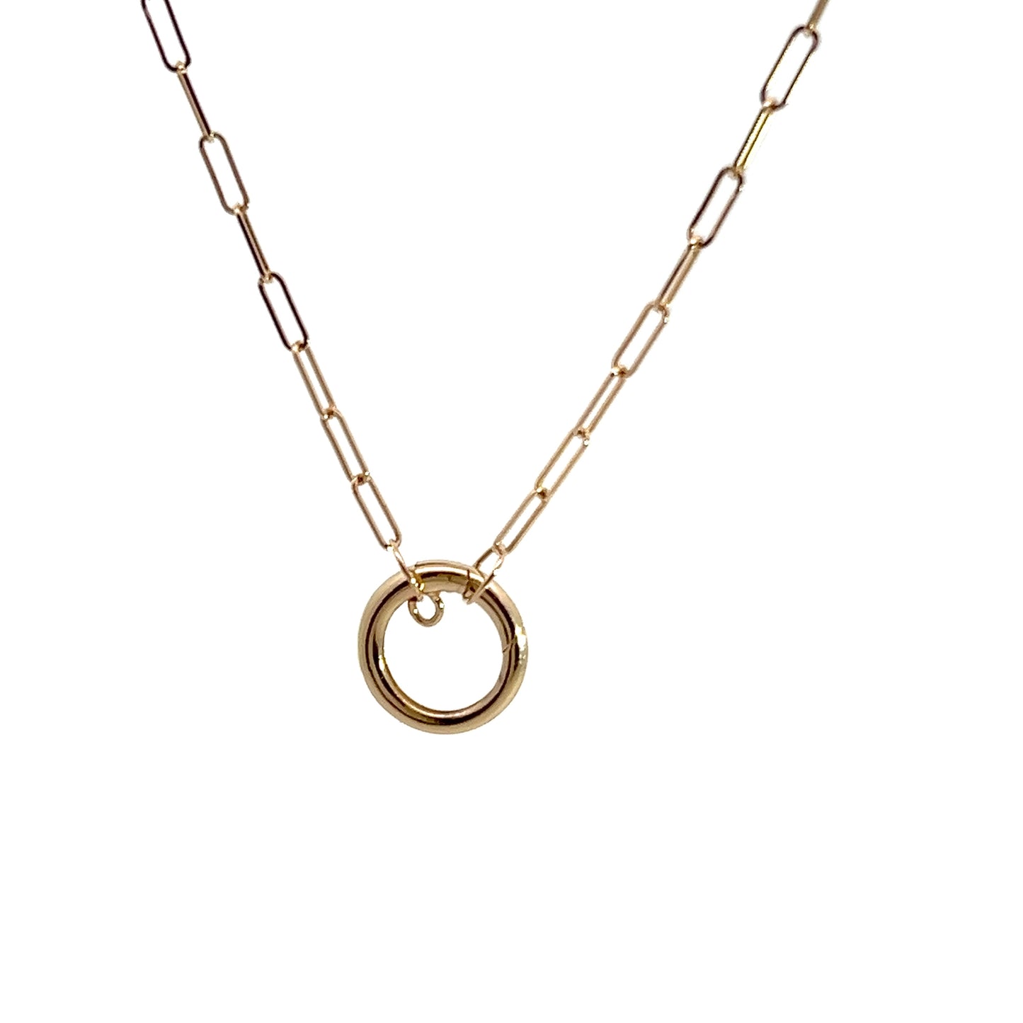 14K Paperclip Chain with Charm Connector